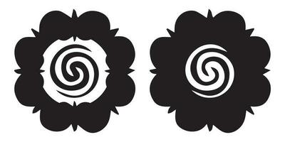 terung blommor borneo iban Dayak traditionell konst ikon symboler svart och vit vektor