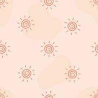 Sonne nahtlos Muster. Rosa Sonne Muster einfach Design und minimal Rosa Hintergrund. Hand gezeichnet modern Gekritzel nahtlos Muster. modern Elemente. Illustration Vektor 10 Folge.