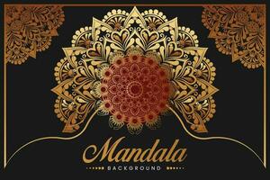 Mandala Design Hintergrund im golden Farbe Zier Design. vektor