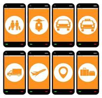 Smartphone mit Transport-App-Symbolen vektor