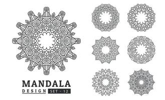 schwarz und Weiß Blume Mandala Designs einstellen vektor