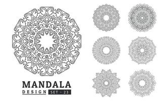 svart och vit blomma mandala konst uppsättning vektor
