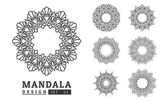 schwarz und Weiß Blume Mandala Designs einstellen vektor