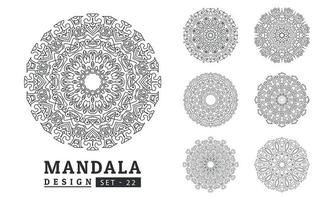 schwarz und Weiß Blume Mandala Kunst einstellen vektor