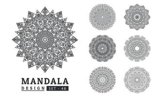 schwarz und Weiß Blume Mandala Designs Satz. Neu Mandala Kunst Vektor Illustration