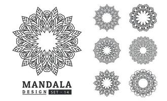 svart och vit blomma mandala konst uppsättning vektor