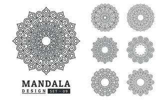 schwarz und Weiß Blume Mandala Designs einstellen vektor