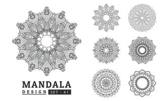 svart och vit blomma mandala mönster uppsättning. ny mandala konst vektor illustration