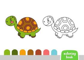 söt sköldpadda färg bok för barn sida för böcker, tidningar, vektor illustration klotter mall