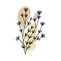 Hand gezeichnet Gliederung Blume im Gekritzel Stil mit abstrakt Farbe spritzt hinzugefügt. Illustration, Vektor