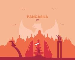 pancasila dag platt illustration mall vektor