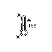 Thermometer -15 Schnee Konzept Linie Vektor Symbol Illustration