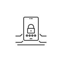 Handy, Mobiltelefon, verstopft, Stift Code Vektor Symbol Illustration