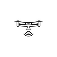 quadcopter, Drönare, signal wiFi vektor ikon illustration