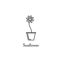 Sonnenblume im Topf Vektor Symbol Illustration