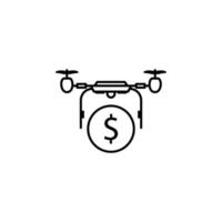 quadcopter, Drönare, dollar vektor ikon illustration
