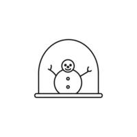 Schneemann im ein Glas Ball Linie Vektor Symbol Illustration