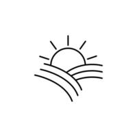 Bauernhof, Sonne, Feld Vektor Symbol Illustration