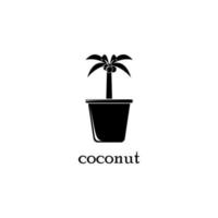 kokos träd i pott vektor ikon illustration