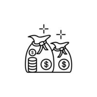 Geld Sack Münzen Einnahmen Vektor Symbol Illustration