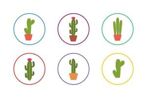 vacker kaktus ikonuppsättning vektor
