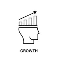 Diagram, tänkande, huvud, pil, tillväxt vektor ikon illustration
