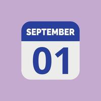1 september kalender datumikon vektor