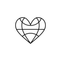 hjärta värld rutnät vektor ikon illustration