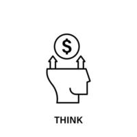 Denken, Kopf, denken, Dollar, Pfeil, oben Vektor Symbol Illustration