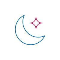 Islam, Halbmond Mond und Star 2 farbig Linie Vektor Symbol