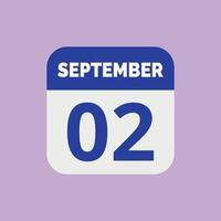 Kalenderdatumssymbol vom 2. September vektor