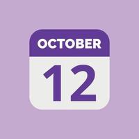 oktober 12 kalender datum ikon vektor