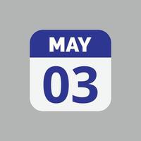 3 maj kalenderdatumikon vektor