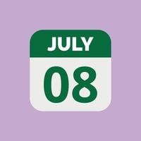 Kalenderdatumssymbol vom 8. Juli vektor