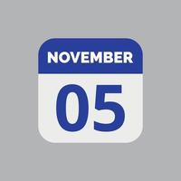 5. November Kalenderdatum Symbol vektor