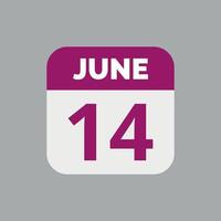 14 juni kalenderdatumikon vektor