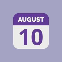10 augusti kalenderdatumikon vektor