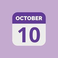 10 oktober kalender datumikon vektor