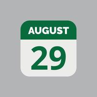 Kalenderdatumssymbol vom 29. August vektor
