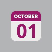 Oktober 1 Kalender Datum Symbol vektor