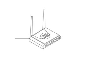 Single einer Linie Zeichnung 5g Router. 5g Technologie Konzept. kontinuierlich Linie zeichnen Design Grafik Vektor Illustration.