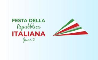 Italienisch Republik Tag, 2 .. Juni, festa della repubblica Italienisch, gebogen winken Band im Farben von das Italienisch National Flagge. Feier Hintergrund vektor