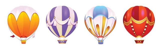 Karikatur einstellen von heiß Luft Luftballons isoliert auf Weiß vektor