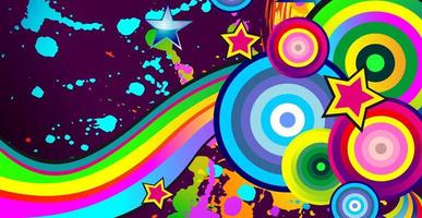 Banner Hintergrund zum Karneval Party. hell mehrfarbig Formen mit ein Regenbogen Welle. Vorlage zum Design von Einladung, Flyer, Poster, Banner. Vektor Illustration.