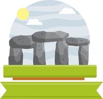 Stonehenge. Englisch Wahrzeichen. Struktur ist gemacht von alt Steine. historisch Ort, Block und Felsbrocken. Grün Gras und Sommer- heidnisch Tempel. eben Karikatur. religiös Megalith von Primitive Mann vektor