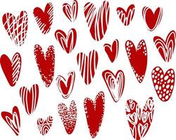 ritad för hand hjärtan uppsättningar isolerat på en vit bakgrund. vektor symboler för kärlek, bröllop, hjärtans dag design.