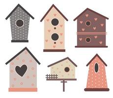 Vektor einstellen von süß dekorativ Vogel Häuser zum Design