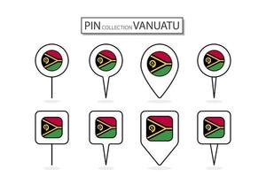 einstellen von eben Stift Vanuatu Flagge Symbol im vielfältig Formen eben Stift Symbol Illustration Design. vektor