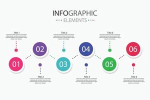 infographic element cirkel form mall med 6 steg 6 färger isolerat på vit bakgrund. vektor