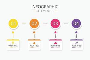 fyra modern text låda infographics element cirkel och fyrkant form för använda sig av i företag, närvarande team arbete etc. infographics element med 4 färger. vektor